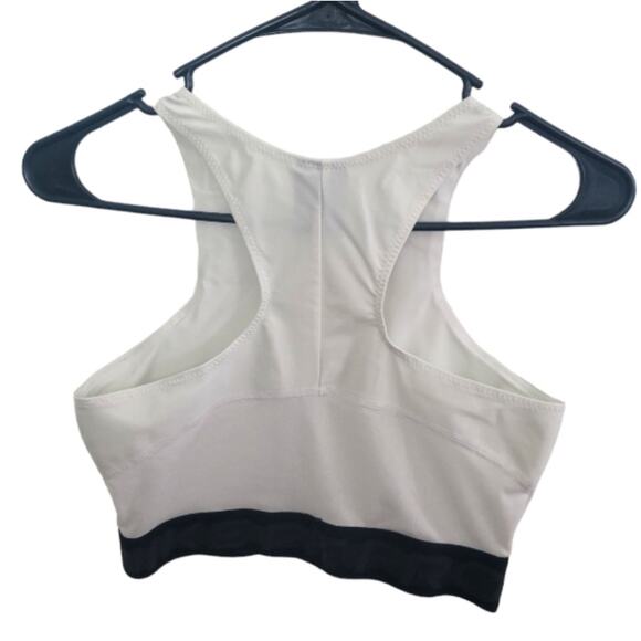 XS Nike Pro Dri-fit high neck racer back white & black athletic sports bra - Picture 2 of 5